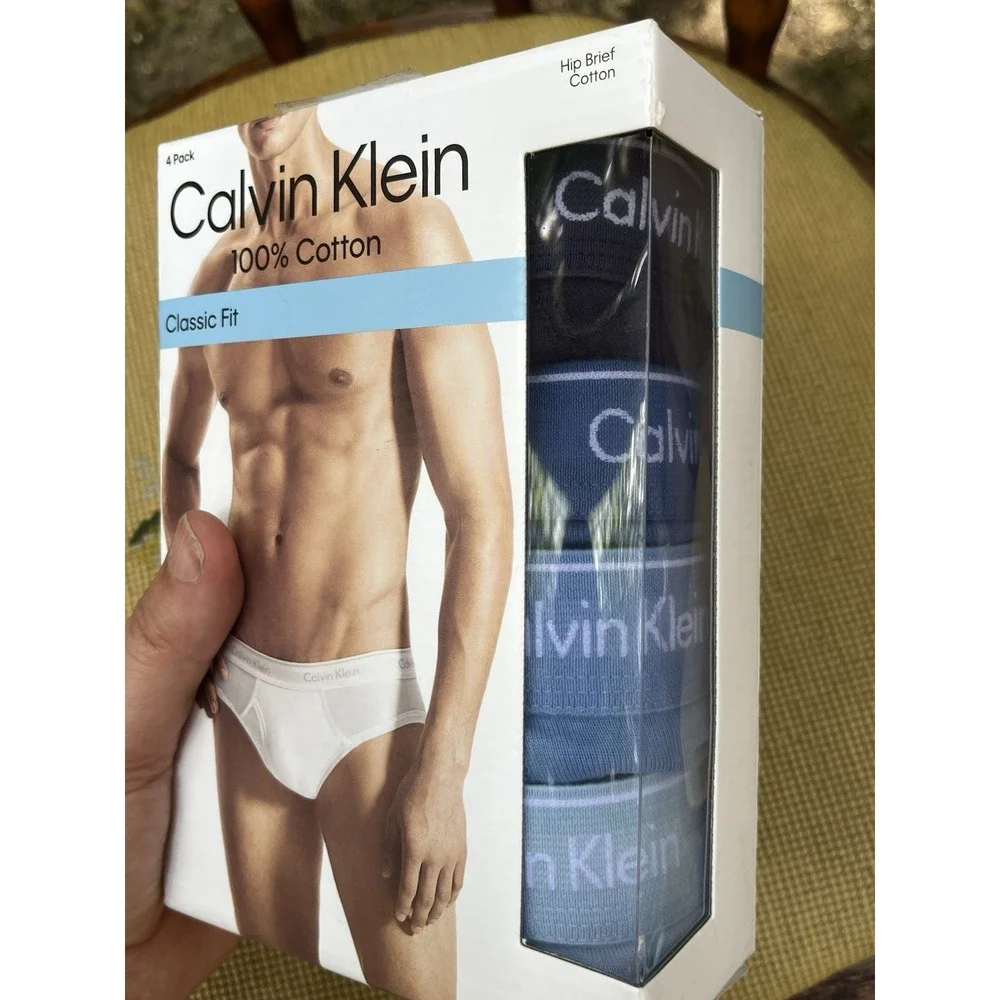 New CALVIN KLEIN Classic Fit 100% Cotton HIP BRIEFS 4-PACK Mens Small Underwear